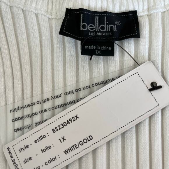 Belldini Black Label White Quarter Zip Mock Neck Sleeveless Sweater Plus 1X NWT - Picture 6 of 15